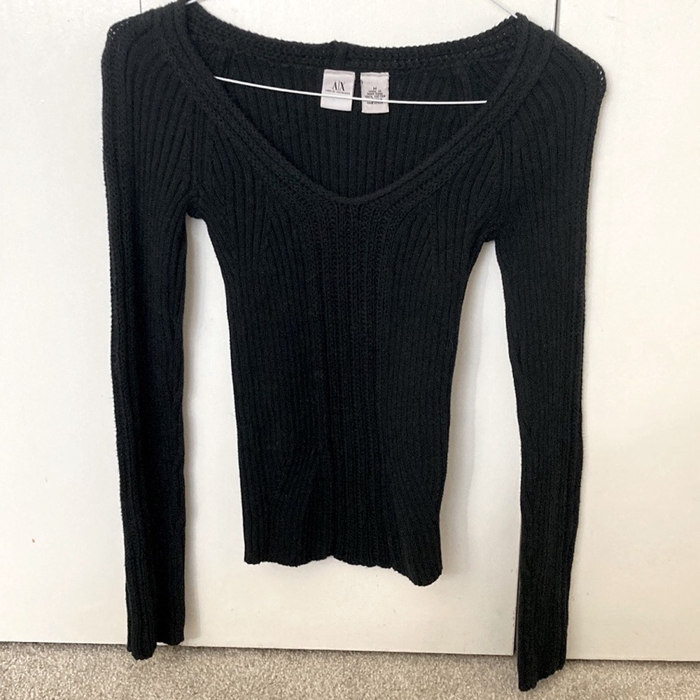 Size Medium Knit top Black Long sleeve Armani Exchange